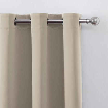 LEMOMO Blackout Curtains 66 x 84 inch/Beige Curtains Set of 2 Panels/Thermal - Image 7