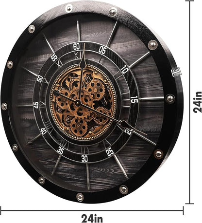 HOIBAI Wall Clock, 24 Inch Moving Gears Clock Large Wall Clock - Image 6