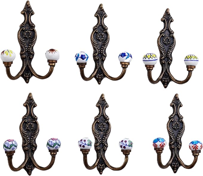 Indian Shelf 44Lb. Pack of 6 Heavy Duty Double Prong White Decorative Coat by IndianShelf