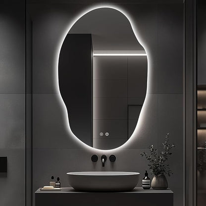 Asymmetrical LED Bathroom Mirror by Unknown