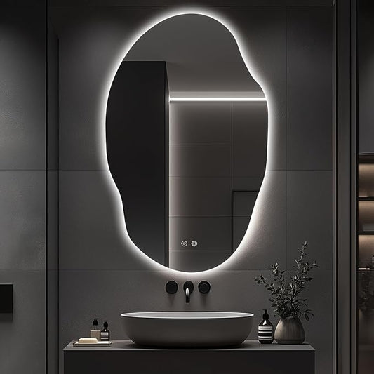Asymmetrical LED Bathroom Mirror by Unknown