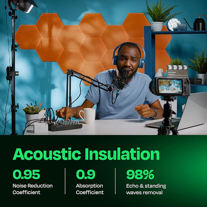 Acoustic Panels 12-Pack Soundproof Wall Panels 12"X10.4"X0.4" Sound Panels High - Image 3