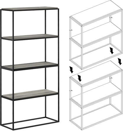 Furinno Moretti Modern Wide Stackable Metal Shelf, French Oak Grey - Image 6