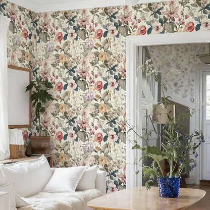 Jeweluck Floral Wallpaper Peel and Stick Vintage Floral Contact Paper Peel and - Image 4