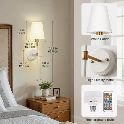 DORESshop Battery Operated Wall Sconce Set of 2, Wireless Wall Light Easy to - Image 7