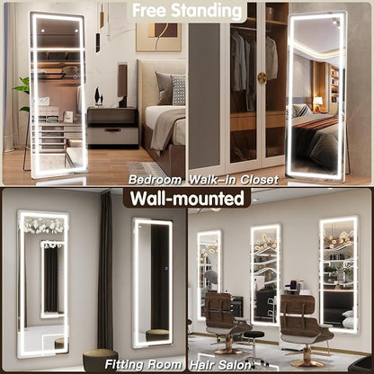 FENNIO Full Length Mirror with Lights, Free Standing Lighted Floor Mirror - Image 5