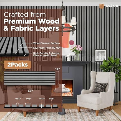 Avana Acoustic Wood Wall Panels – 47.2 X 12.6 Inch Gray Oak Acoustic Panels 2 - Image 4