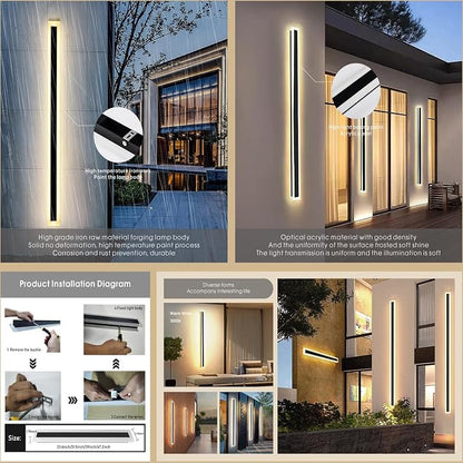 47.2inch-2Pack Long Outdoor Modern LED Wall Light, 38W Waterproof IP65 Warm - Image 5