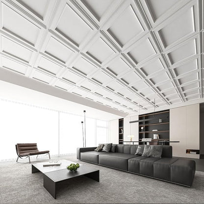 WOWSTAR 24-Pack 24"x24" PVC Drop Ceiling Tiles, Waterproof Glue up Ceiling - Image 2