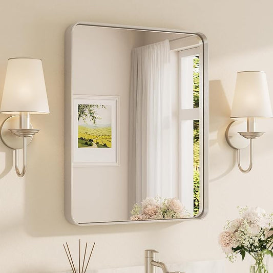 TETOTE Brushed Nickel Bathroom Mirror 24 x 30 Inch by TETOTE