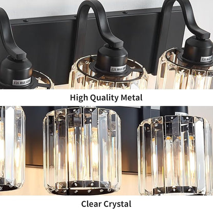 Black 4 Light Fixtures Bathroom Vanity Light Crystal Modern Vanity Over Mirror - Image 5