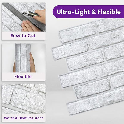 3D Faux Brick Wall Panels Peel and Stick, Small Brick-Look Textured Wall Sticker - Image 8