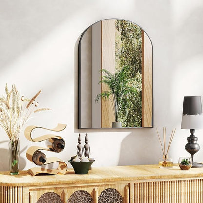 DUMOS Black Metal Arch Vanity Rounded Rectangle Bathroom Mirrors - Image 6