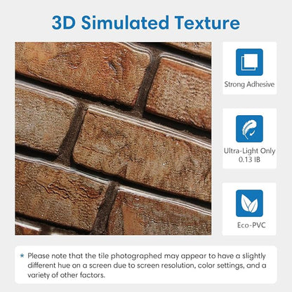 COMSTICKC 3D Brown Faux Brick Wall Panels Peel and Stick Wall Stickers - Image 4