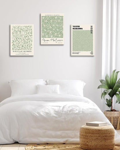 HesenDot Green Botanical Framed Wall Art Set, 12x16in Matisse William Morris - Image 4
