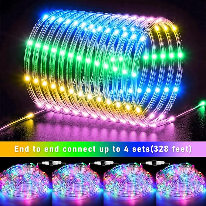 Easter Lights, 100FT 300 LED Rope Lights Outdoor, Plug in String Lights with Waterproof 8 Modes, Connectable Twinkle Light for Indoor House Patio Garden Party Decorations, Pastel Multicolor