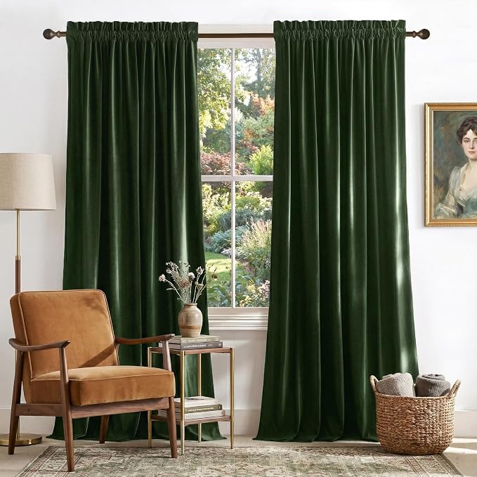 NICETOWN Green Velvet Curtains 84 inches by NICETOWN