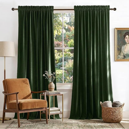 NICETOWN Green Velvet Curtains 108 inches by NICETOWN