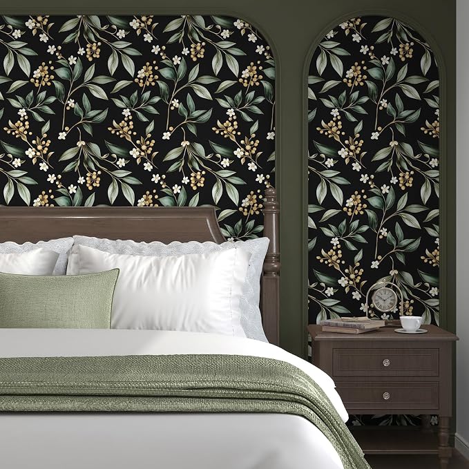 Dark Peel and Stick Wallpaper Vintage – Dark Green Leaf Removable Self-Adhesive - Image 5