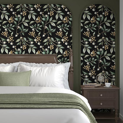 Dark Peel and Stick Wallpaper Vintage – Dark Green Leaf Removable Self-Adhesive - Image 5