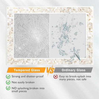 Wall Mounted Mosaic Mirror 30x40 Inch, Natural Mother of Pearl Inlay White - Image 4