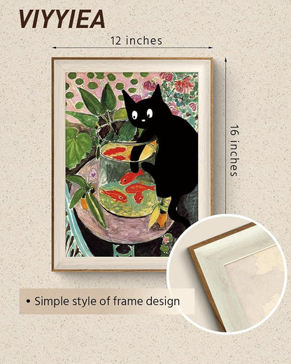 VIYYIEA Framed Wall Art for Living Room, Silly Cat Canvas Prints, Vintage Home - Image 2