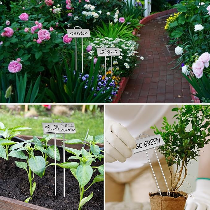 30pcs Plant Labels for Outdoor Garden Waterproof Plant Markers for Outdoor Plants, 11inch Metal Garden Plant Tags and Labels for Herbs Vegetable Seedlings Greenhouse（Silver）