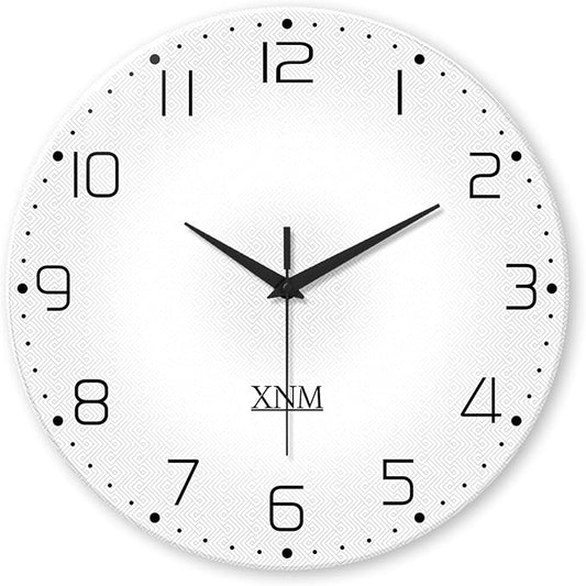 XNM White Simple Glass Wall Clocks Battery Operated 14 Inch Modren Minimalist by XNMwallclock