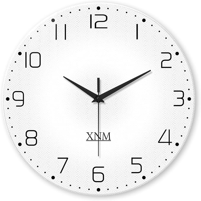 XNM Big Minimalist Glass Wall Clocks Battery Operated 16 Inch White Modren Wall by XNMwallclock