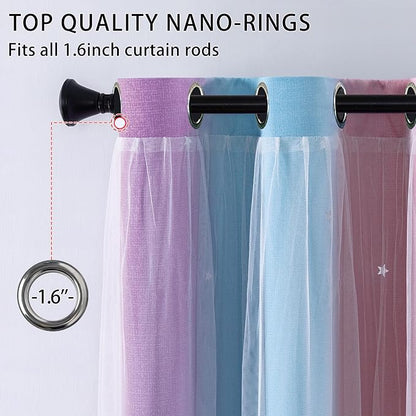 XiDi Curtains for Bedroom Decor, Rainbow Pink Purple/62/84 - Image 3
