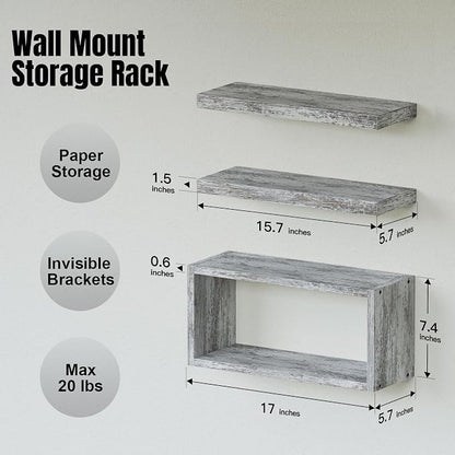 RICHER HOUSE Floating Shelves Set of 3, Farmhouse Bathroom Wall Mounted Shelves - Image 2