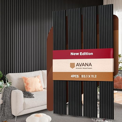 Avana Acoustic Wood Wall Panels – 93.2x11.25 Inch Panels – Fits 94x12 Layout – by AvanaHome