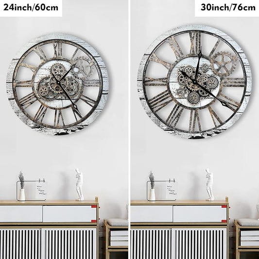 The B-Style Large Wall Clock 24 inch Moving Gear Wall Clock Oversized Vintage - Image 2