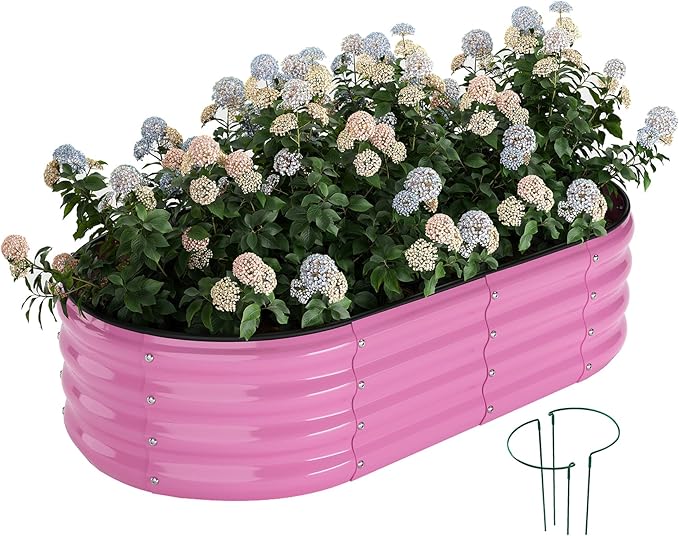Galvanized Metal Planter Raised Garden Bed Kit for Gardening Outdoor，4x2x1ft Planter Grow Garden Box Raised Flower Bed