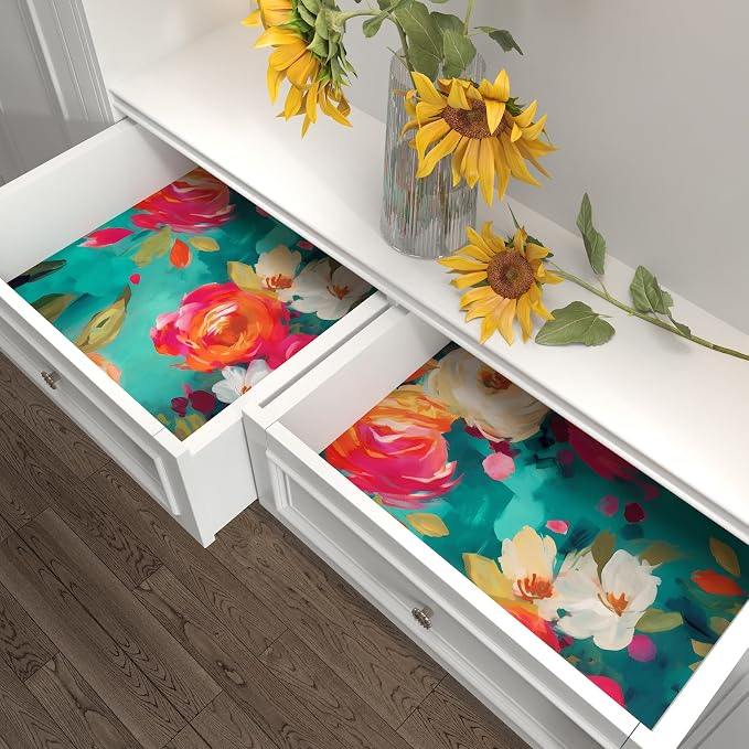 BOKEBEVE Watercolour Floral Peel and Stick Wallpaper Boho Vibrant Contact Paper - Image 6