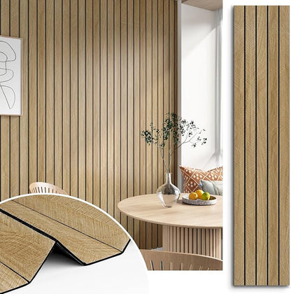 3D Brown Wood Wall Panels 197"x11.8" Acoustic Slat Wall Paneling Peel and Stick by STICKEEP