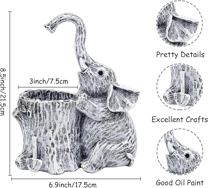 Elephant Gifts for Women Succulent Pots Indoor Elephant Planters for Plant Lovers Cute Outdoor Plant Pots Outdoor Garden Animal Decor Elephant Hug Stump Statue with Drainage Hole