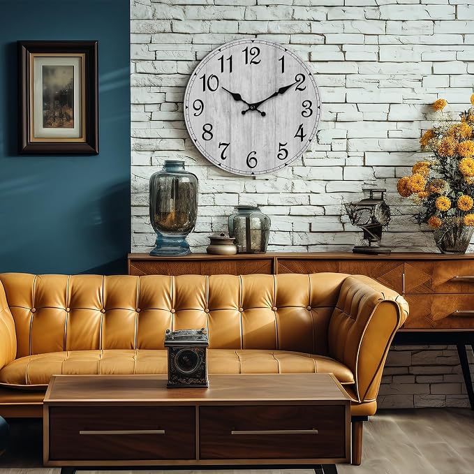 Wall Clock, Country Round Clocks Farmhous Wall Decorative - Image 5