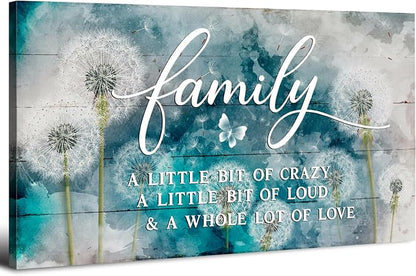 Family Wall Decor Teal Kitchen Wall Art Farmhouse Inspirational Quotes Canvas by HOME