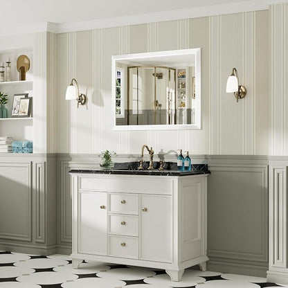 40x30 Inch White Bathroom Mirror - Image 4