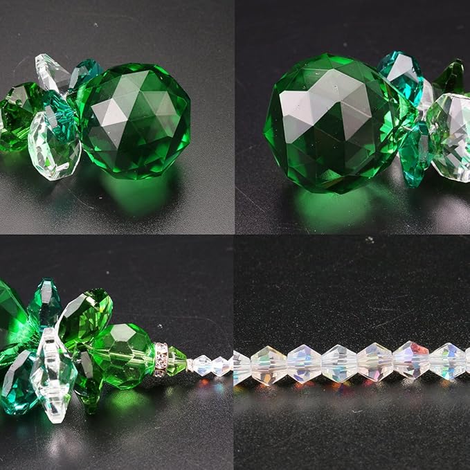 H&D Hanging Crystal Angel Suncatcher Rainbow Maker Guardian Angel Ornament for Home Window Decor (Green)