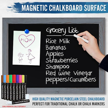 Rustic Grey Magnetic Wall Chalkboard, Large Size 18" x 24", Framed Chalkboard - Image 5