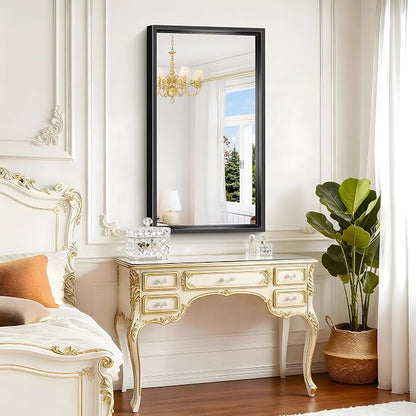 Black Framed Mirror 24"x42", Brushed Black Bathroom Mirrors - Image 7