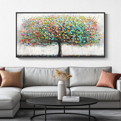 Large Framed Tree of Life Colorful Wall Art, Modern Canvas Prints Paintings by Cuspin