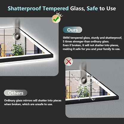 77x36 Black Framed LED Bathroom Mirror - Image 8