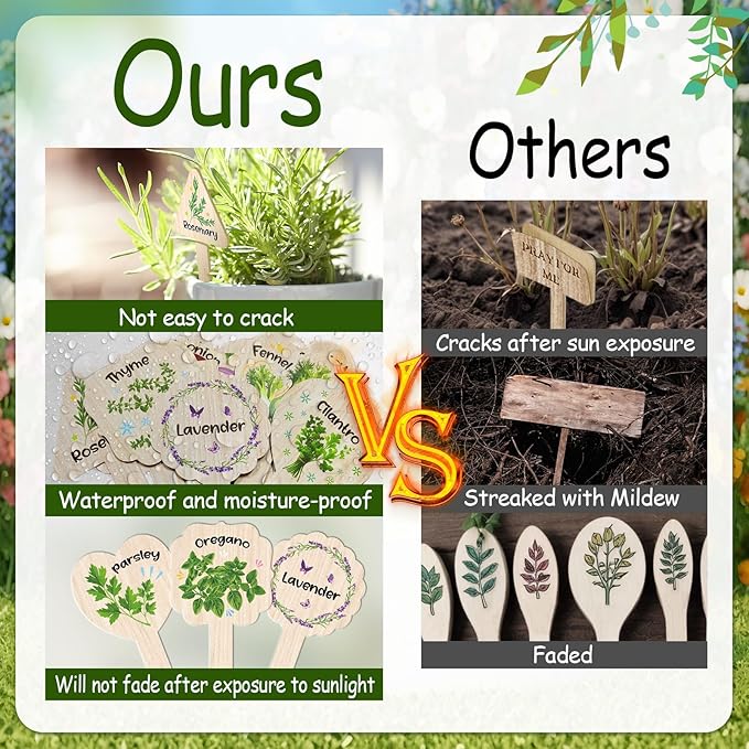 Plant Label Signs- 15PACK Herb Garden Markers, Plant Labels for Outdoor Garden Waterproof, Plant Tags with Names, Indoor Patio Tags for Succulent Flowers Greenery Seedling