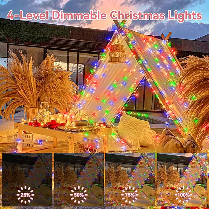 Heceltt 1600 LED 630 FT String Lights Outdoor, 8 Modes Christmas Lights Plug in, IP44 Waterproof Led String Lights with Timer and Memory for Christmas Holiday Wedding Decorations (Multicolor)