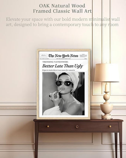 iHery Small Natural OAK Wood Hepburn Newspaper Trendy Bathroom Wall Decor - Image 7