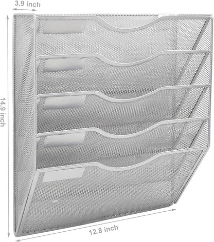 EASEPRES 5 Pocket Mesh Hanging Wall File Organizer, Wall Mounted Mail Paper - Image 2