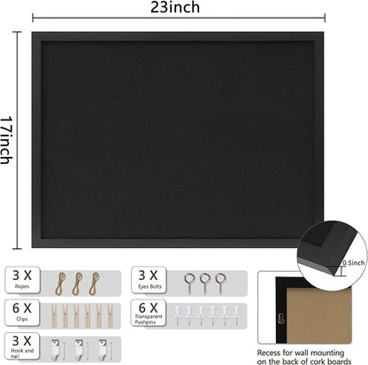 DAHAPYBOO Cork Board with Linen Black, Bulletin Board 23"x17", Corkboards - Image 3